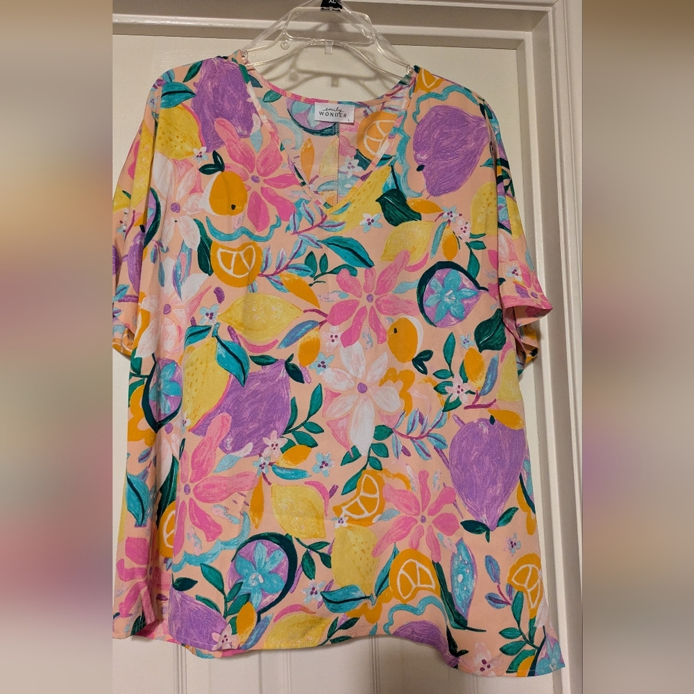 Colorful Floral Short Sleeve Top